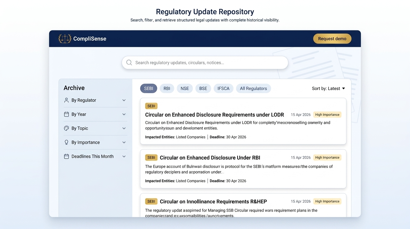 Regulatory Update Repository | CompliSense